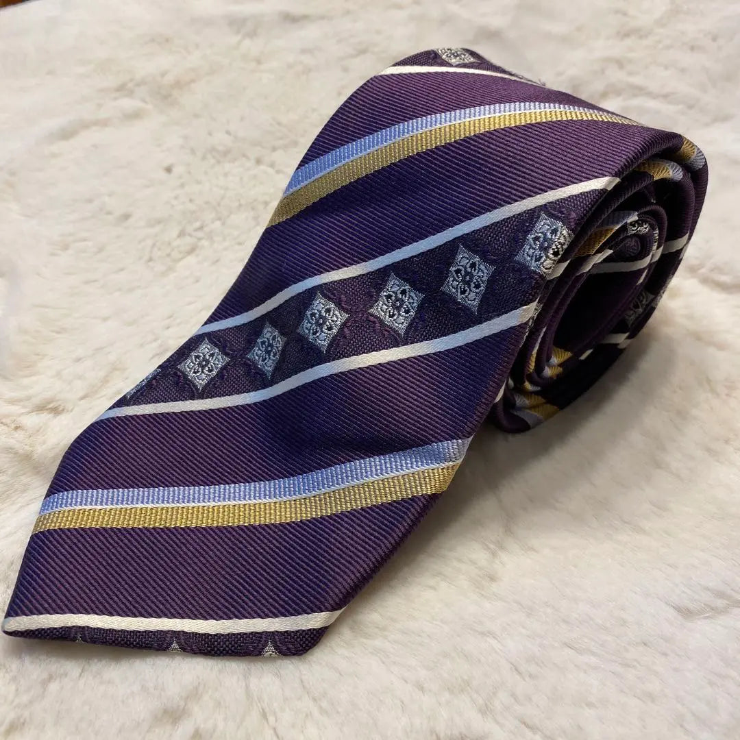 SAVILE ROW Deluxe Made in Japan Purple Striped Tie