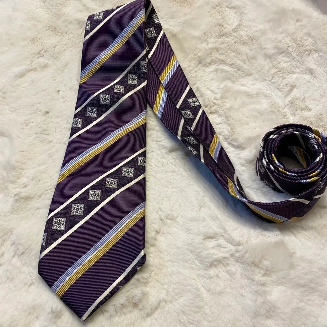 SAVILE ROW Deluxe Made in Japan Purple Striped Tie