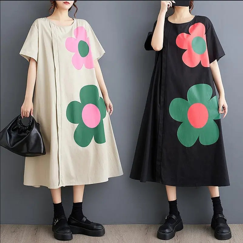 Large size women's long dress, floral pattern, spring, summer, autumn, new, short sleeves | 大きいサイズ レディース ロング　ワンピース　花柄　春夏 秋 新品 半袖