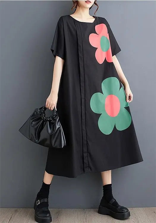 Vestido largo de mujer talla grande, estampado floral, primavera, verano, otoño, nuevo, manga corta | 大きいサイズ レディース ロング ワンピース 花柄 春夏 秋 新品 半袖