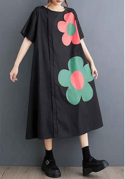 Vestido largo de mujer talla grande, estampado floral, primavera, verano, otoño, nuevo, manga corta | 大きいサイズ レディース ロング ワンピース 花柄 春夏 秋 新品 半袖