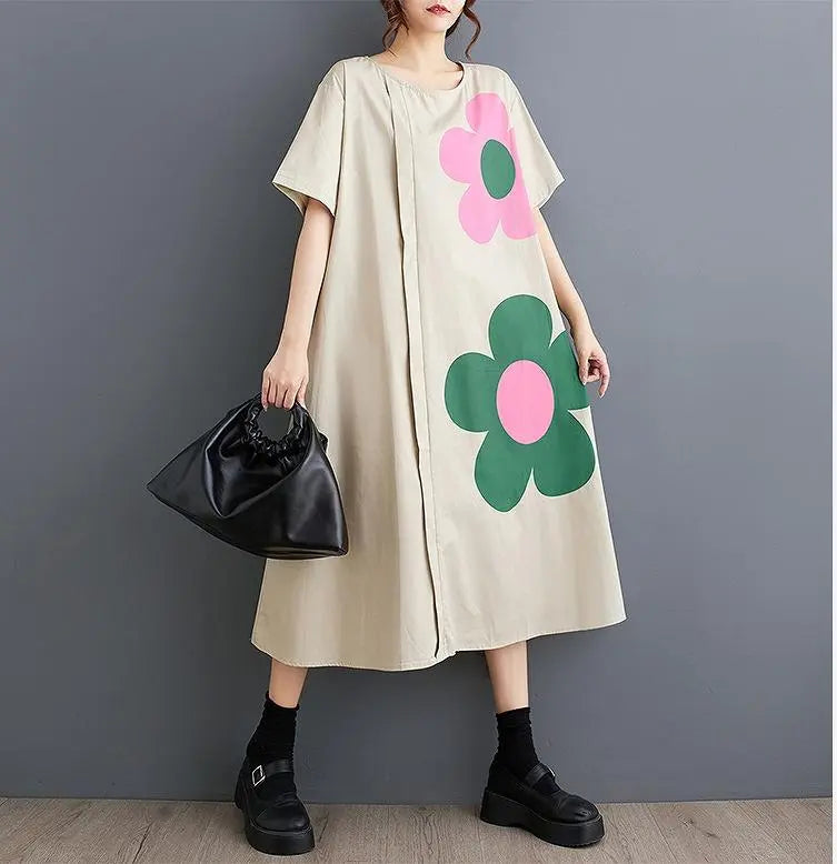 Large size women's long dress, floral pattern, spring, summer, autumn, new, short sleeves | 大きいサイズ レディース ロング　ワンピース　花柄　春夏 秋 新品 半袖