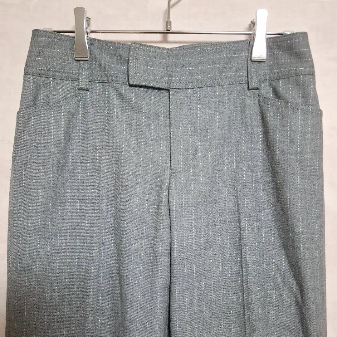 [Bosch] Pantalones de mujer, pantalones de vestir, hilo brillante, rayas, 32, gris