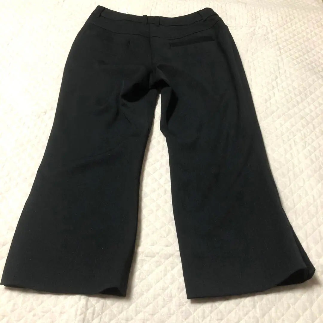 [New and unused] Women's cropped pants, black, striped, glossy, unlined