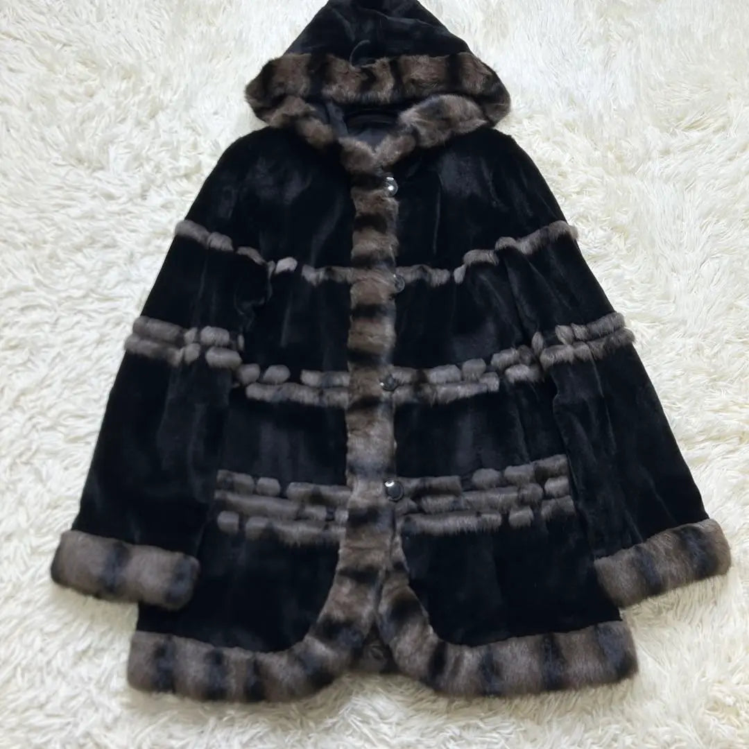 Russian Squirrel Wiesel Silk Reversible Long Coat Black LL Equivalent