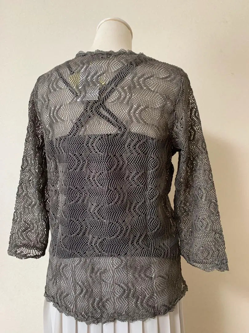 Ladies wear openwork blouse grey