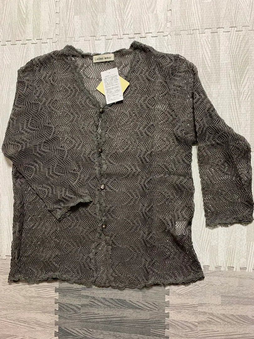 Ladies wear openwork blouse grey