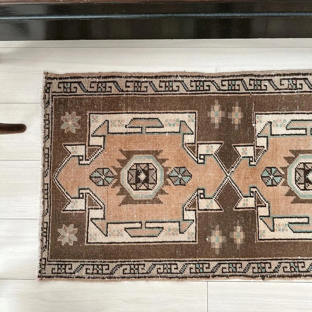 Turkish Vintage Rug 960 Small Beige Brown Pale Blue