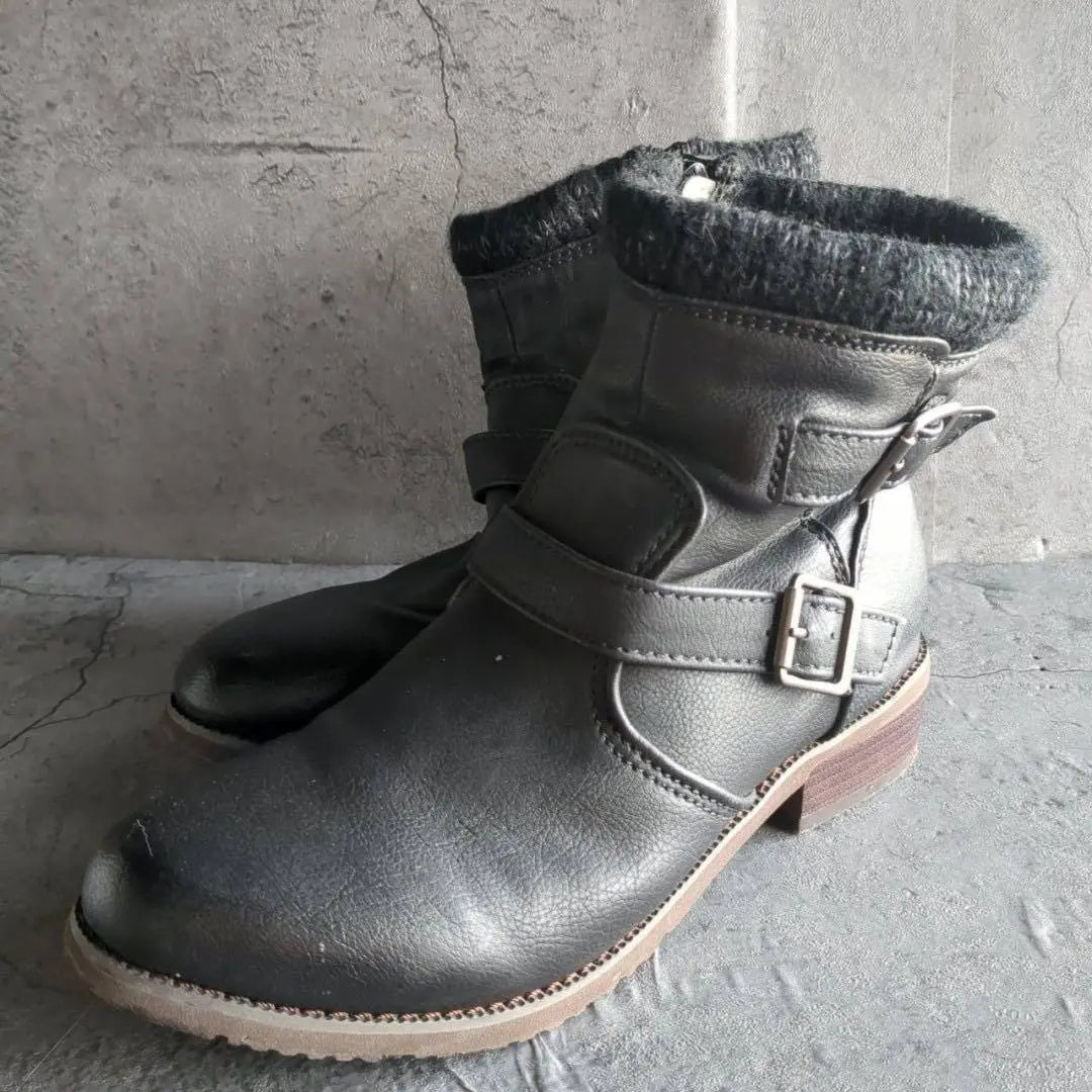 [tehen] tehen (24.0) leather belt women's boots