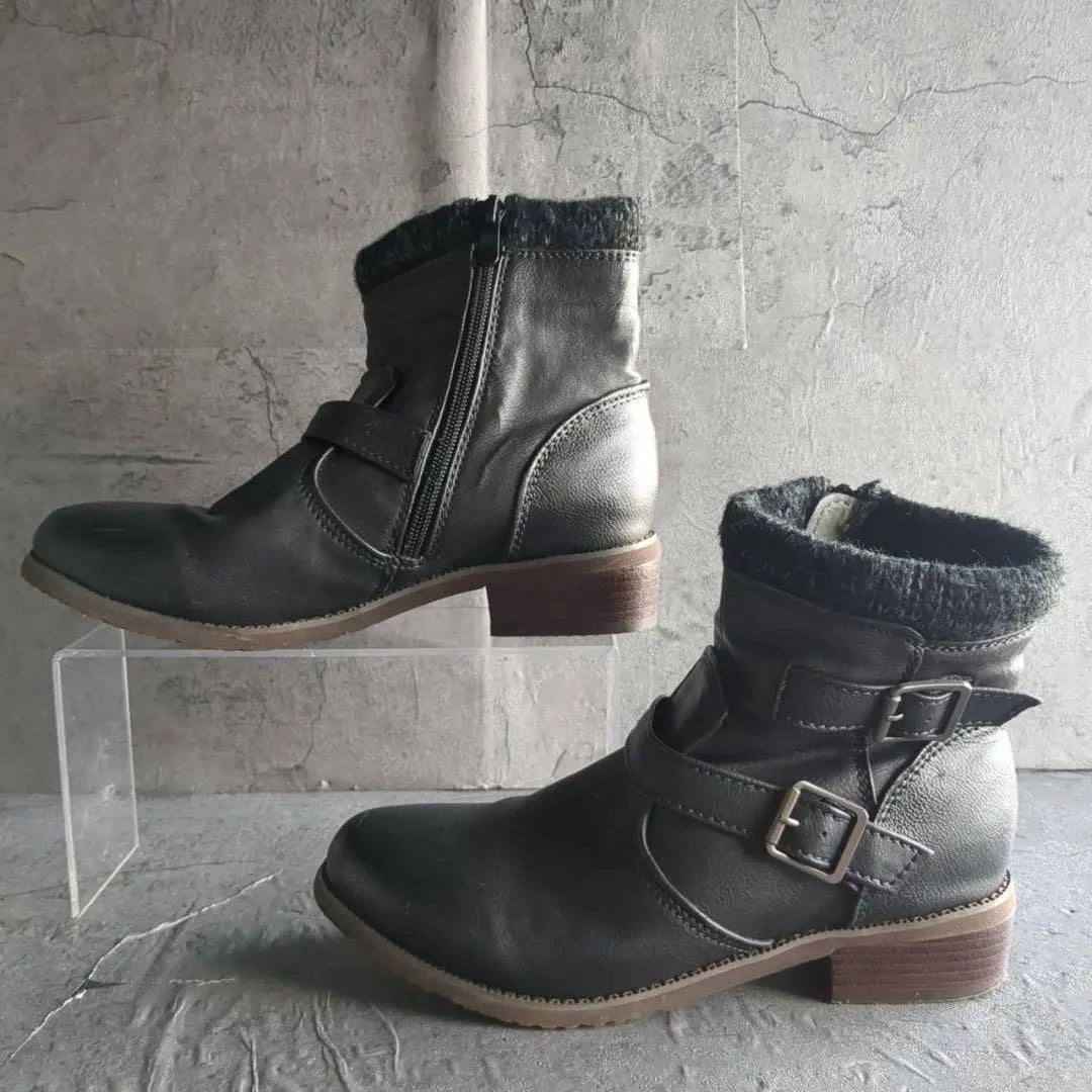 [tehen] tehen (24.0) leather belt women's boots