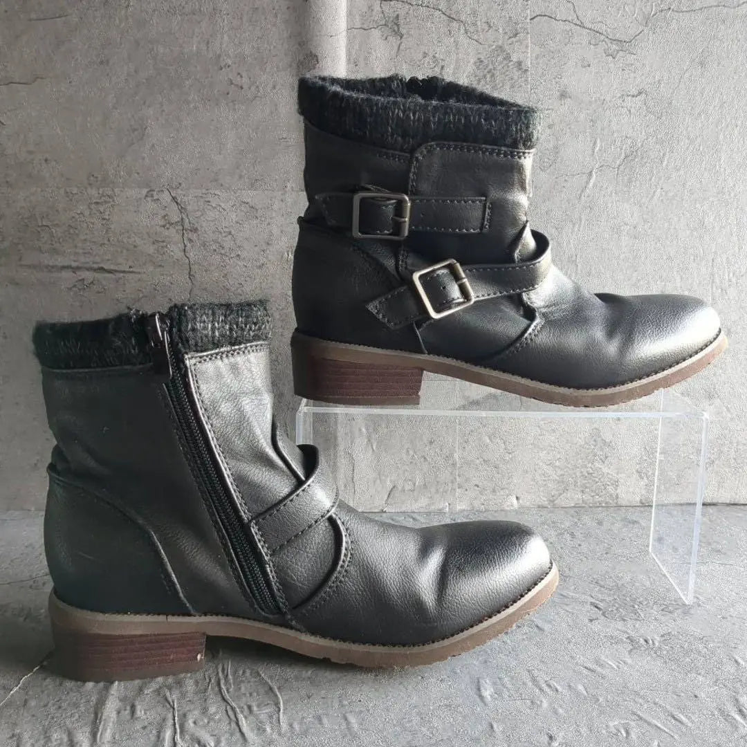 [tehen] tehen (24.0) leather belt women's boots