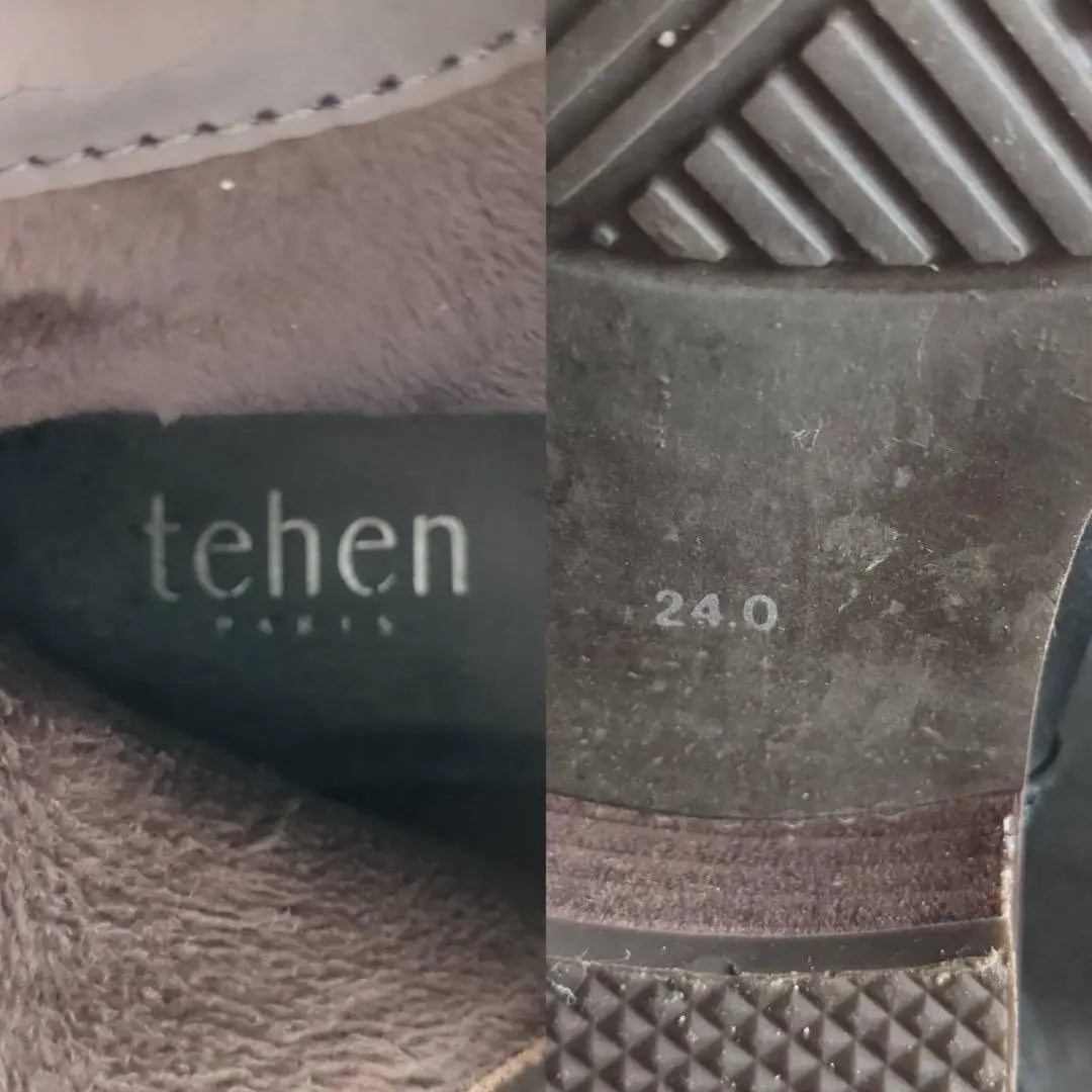 [tehen] tehen (24.0) leather belt women's boots