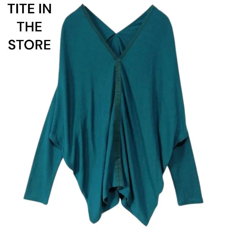 Titein the Store Cut and Sew Loose, Loose, Turquoise Blue, Long Sleeve