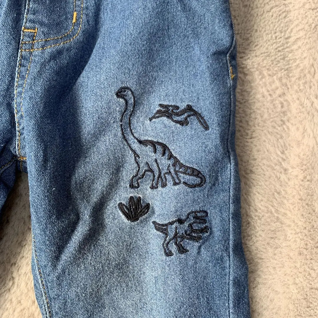 Baby Denim Pants (90) Kids/Long Pants/Jeans/Jeans/Dinosaurs/Good Condition | ベビーデニムパンツ(90)キッズ/長ズボン/ジーンズ/ジーパン/恐竜/美品