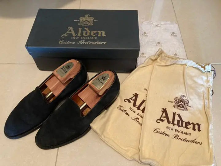 [Good condition] Alden Suede Vamp Loafers Dark Navy