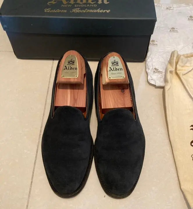 [Good condition] Alden Suede Vamp Loafers Dark Navy