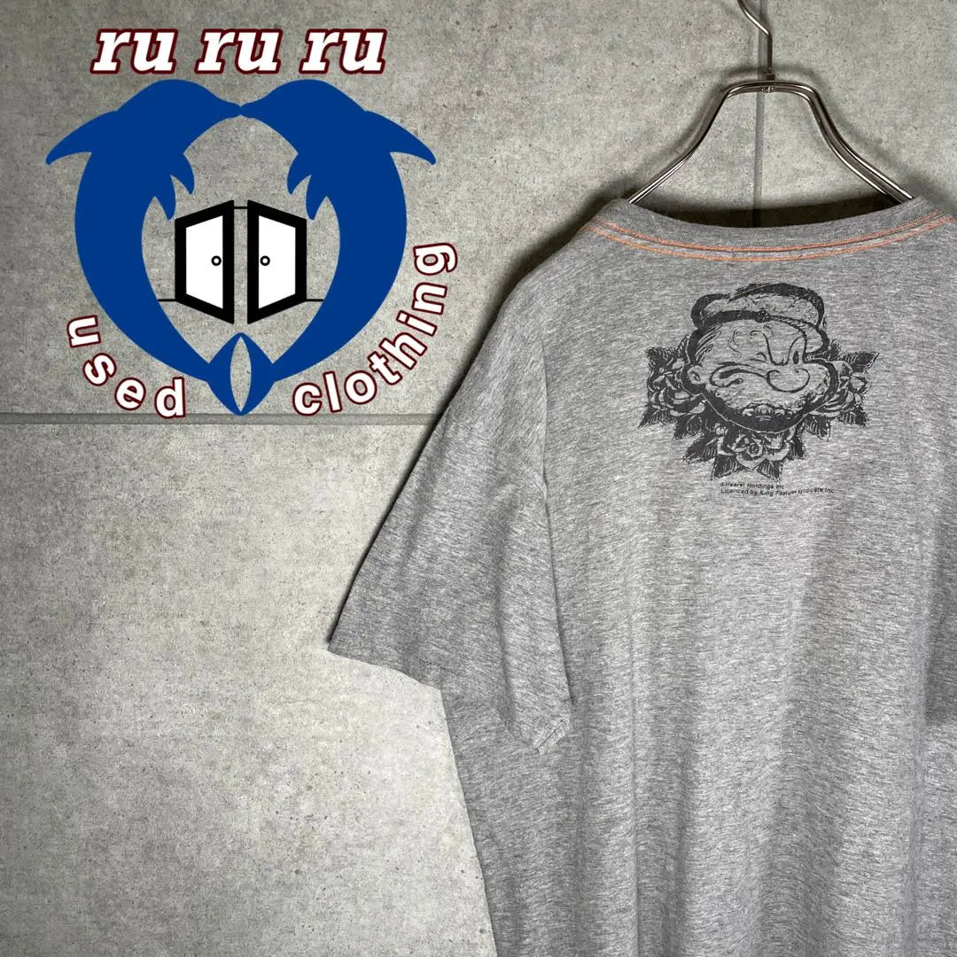 [Ropa usada] POPEYE Camiseta de manga corta Estampado Anime Costura Gris