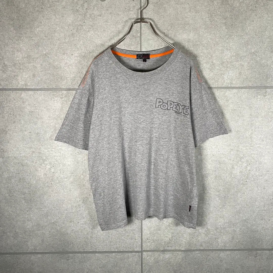 [Used clothing] POPEYE Short sleeve T-shirt Print Anime T Stitching Gray