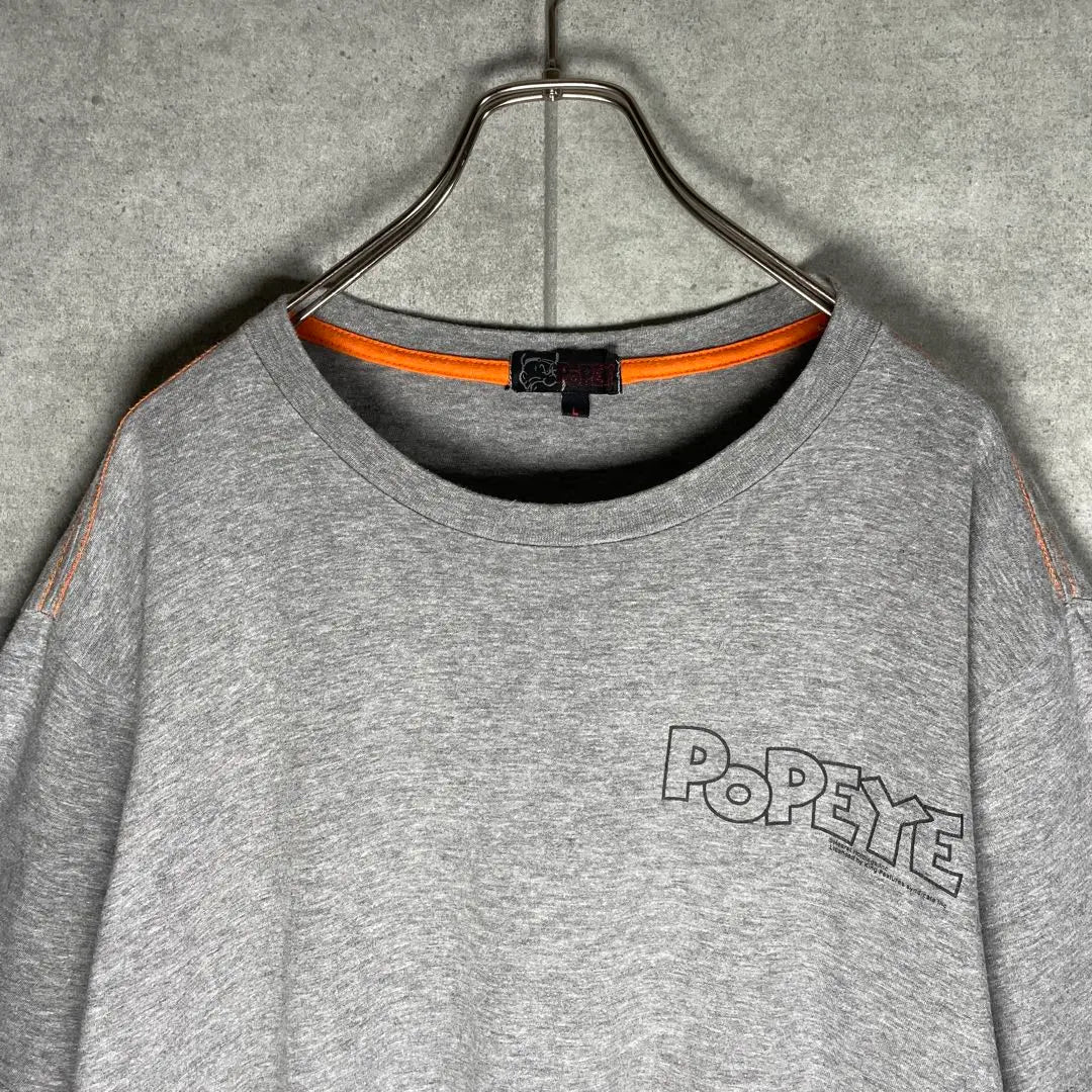 [Used clothing] POPEYE Short sleeve T-shirt Print Anime T Stitching Gray