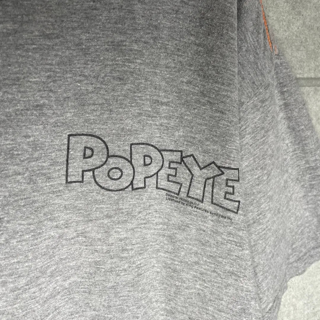 [Used clothing] POPEYE Short sleeve T-shirt Print Anime T Stitching Gray