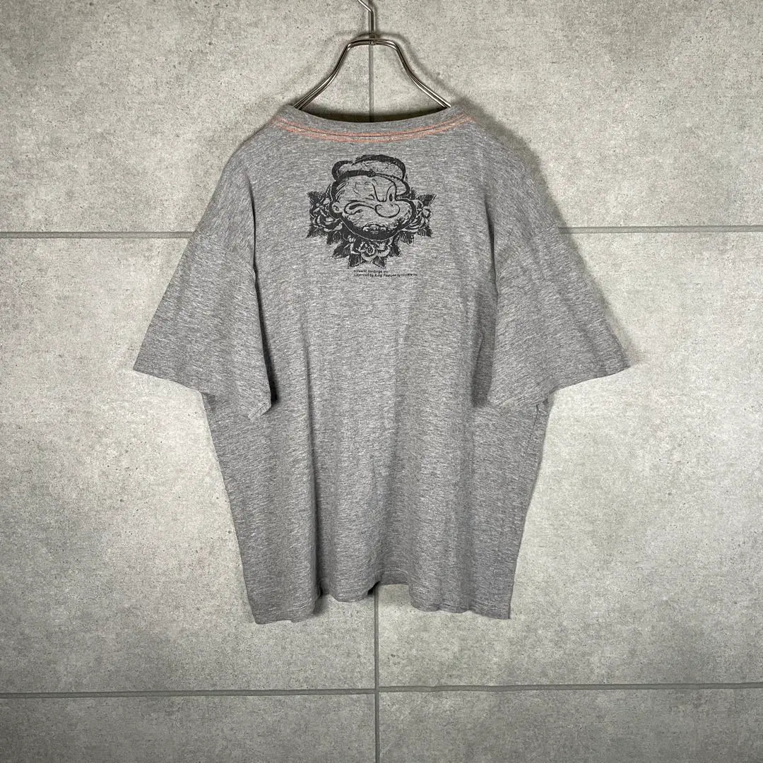 [Used clothing] POPEYE Short sleeve T-shirt Print Anime T Stitching Gray