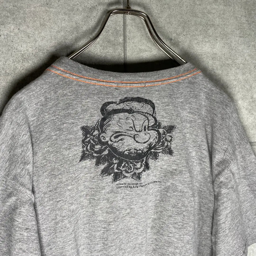 [Ropa usada] POPEYE Camiseta de manga corta Estampado Anime Costura Gris