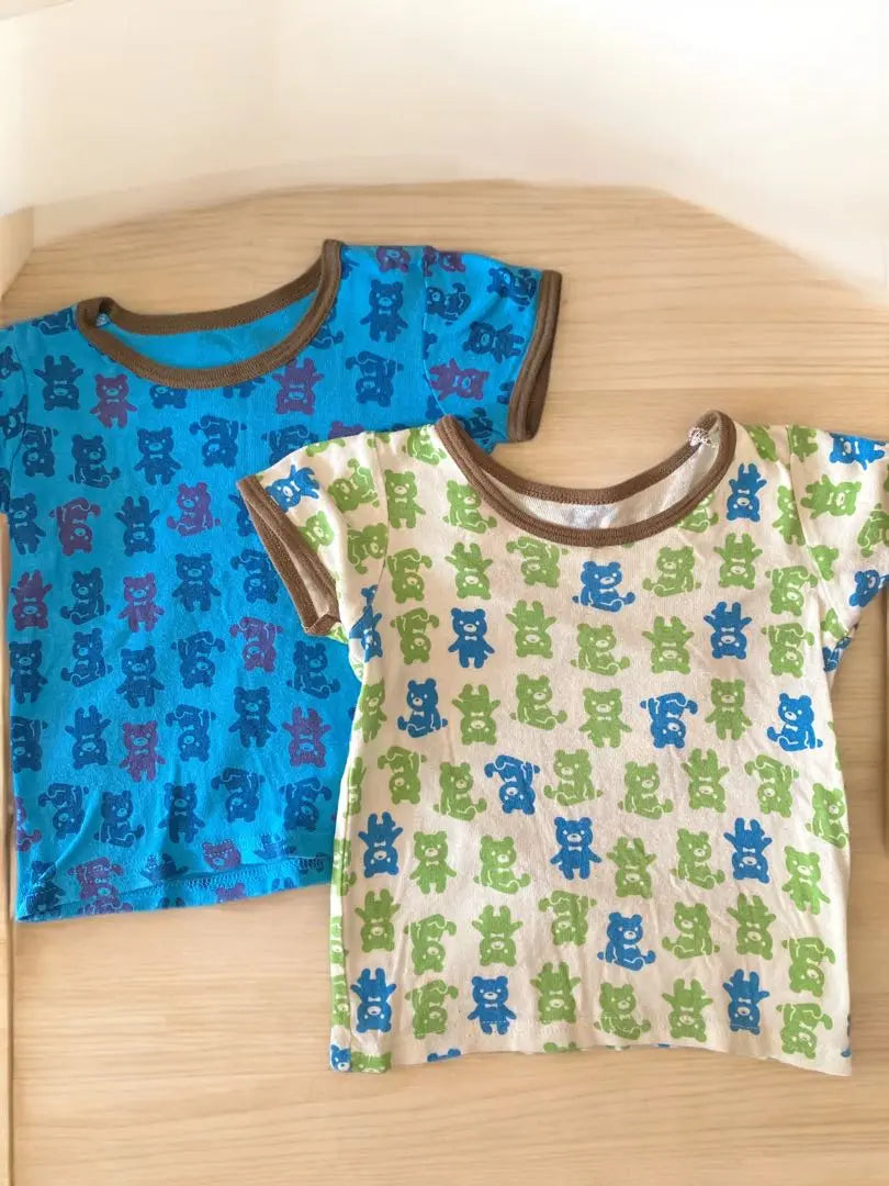 Bear Print Short Sleeve T-shirt with 2 underwear set 90