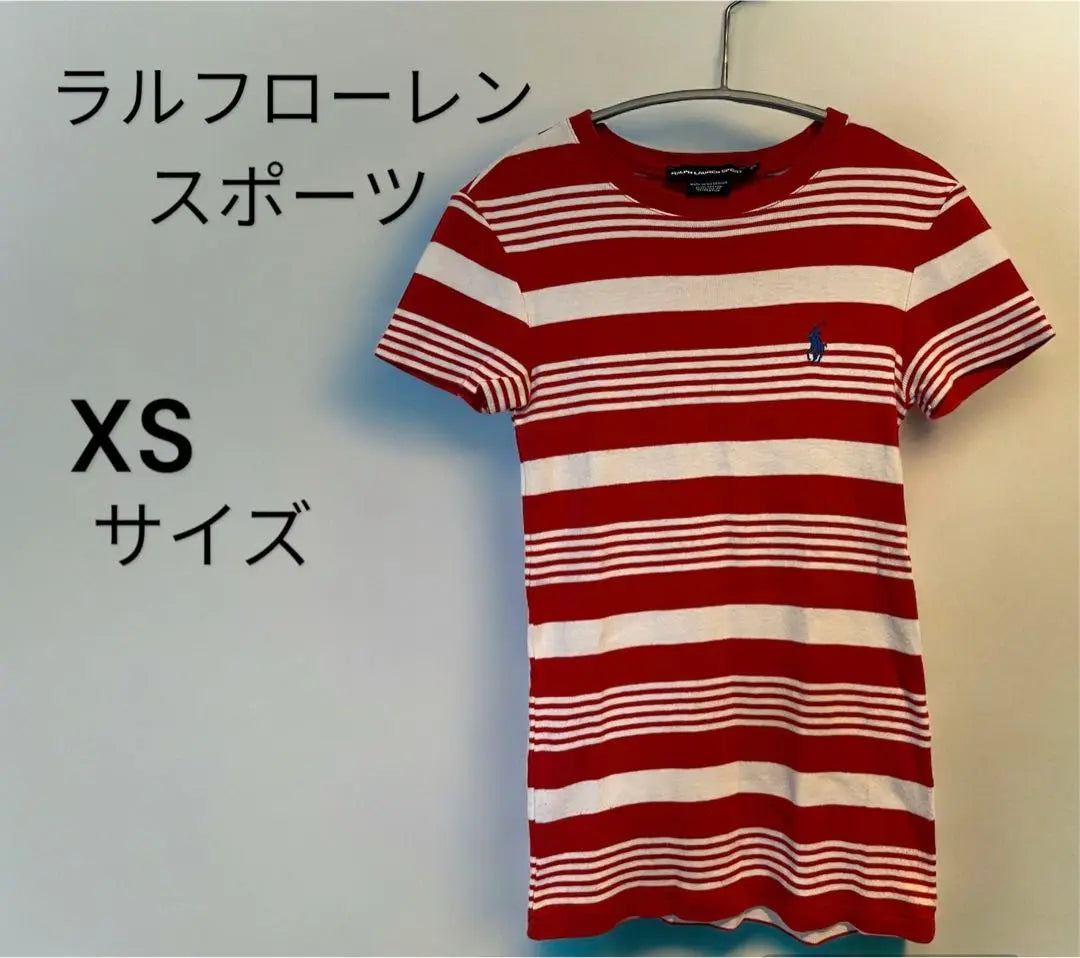 [Ralph Lauren Sports Border T-shirt] Red Border XS size