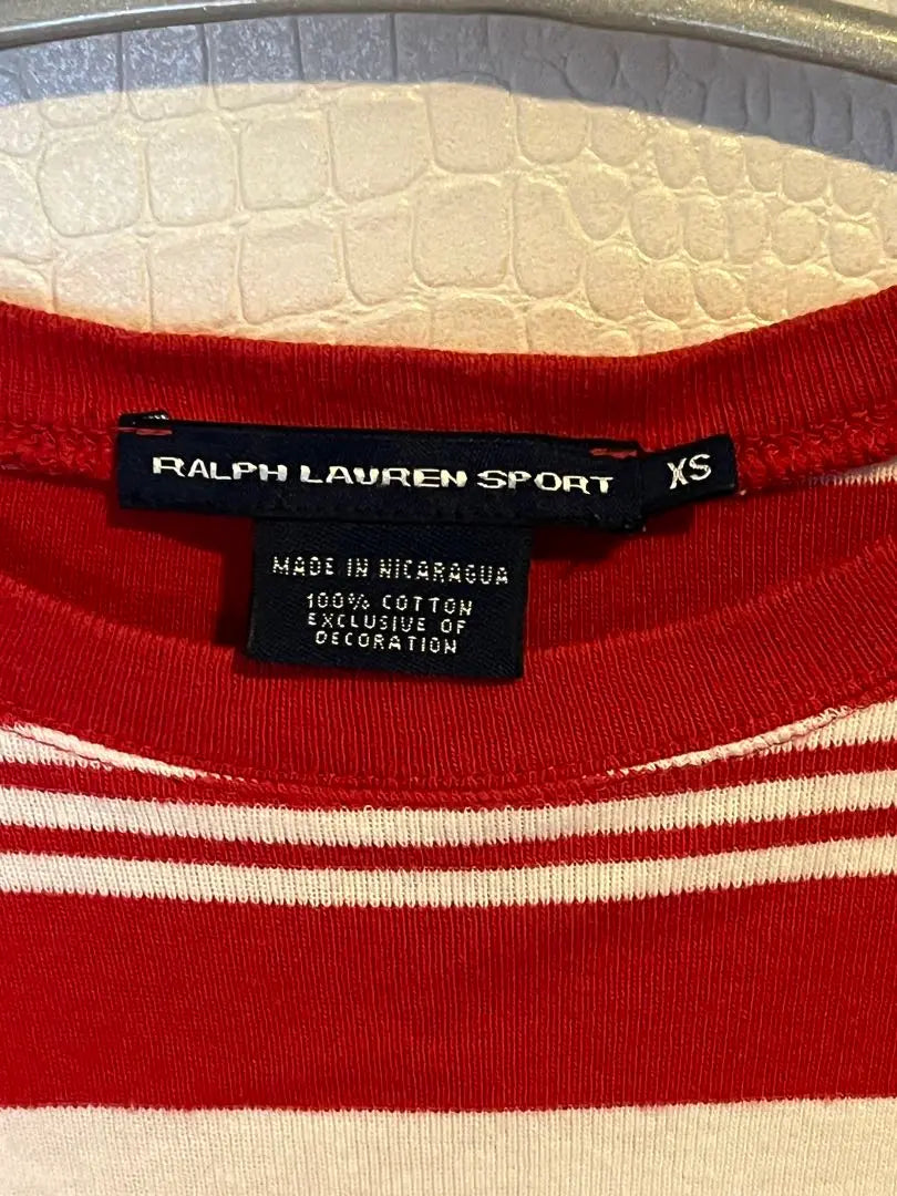 [Ralph Lauren Sports Border T-shirt] Red Border XS size