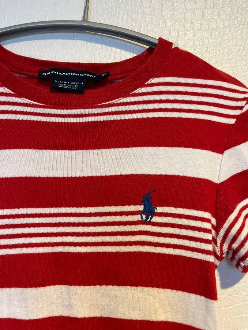 [Ralph Lauren Sports Border T-shirt] Red Border XS size