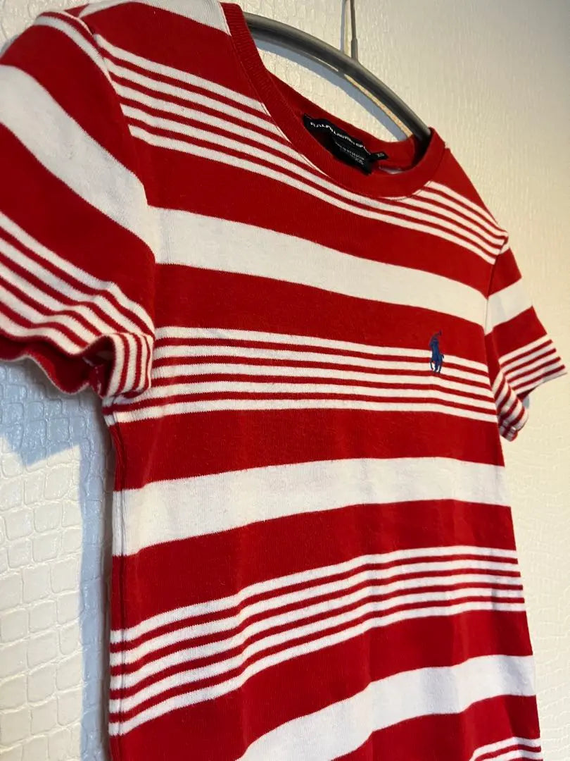 [Ralph Lauren Sports Border T-shirt] Red Border XS size