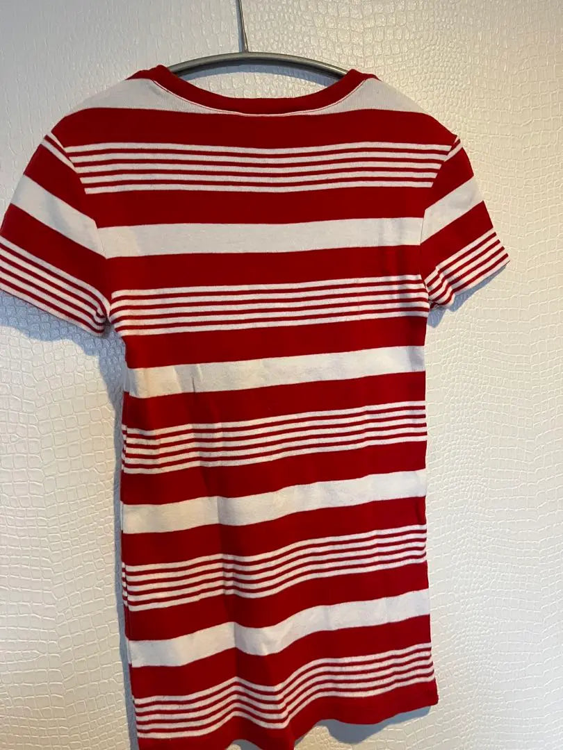 [Ralph Lauren Sports Border T-shirt] Red Border XS size