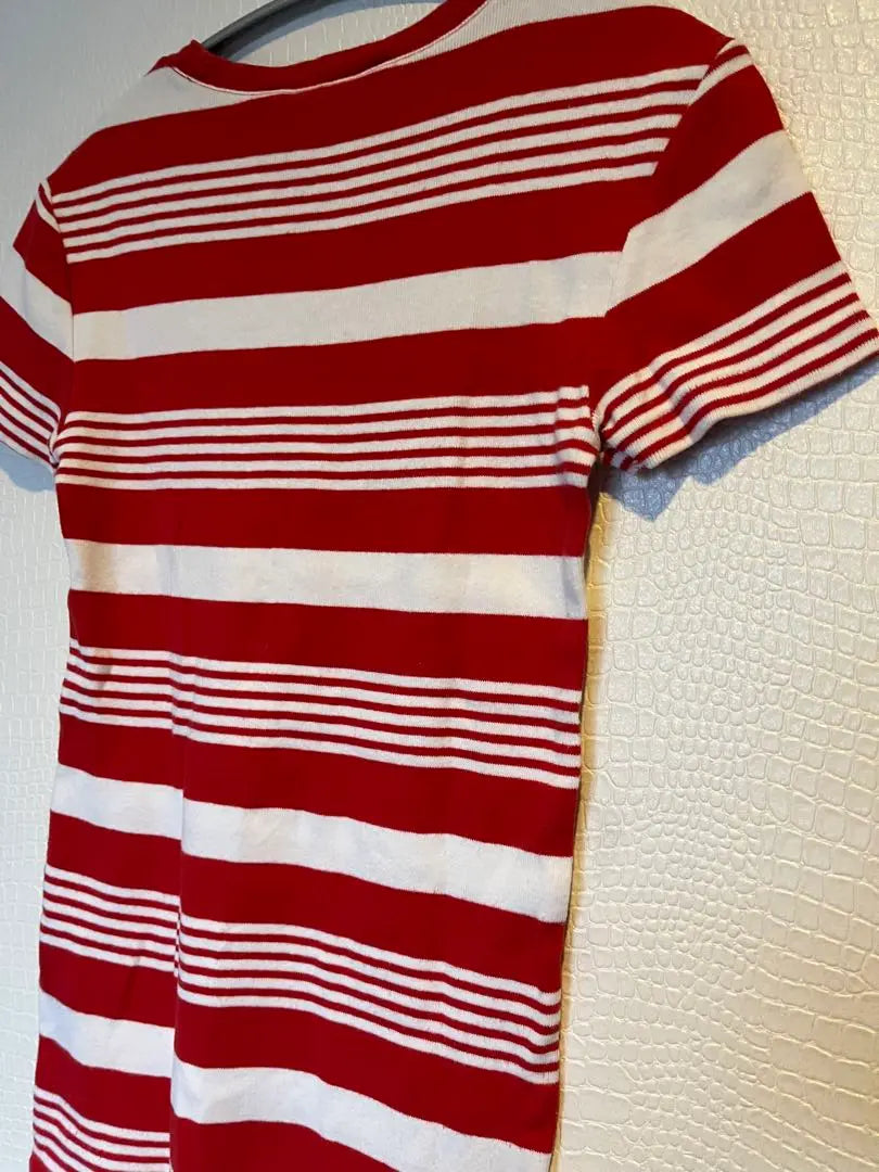 [Ralph Lauren Sports Border T-shirt] Red Border XS size