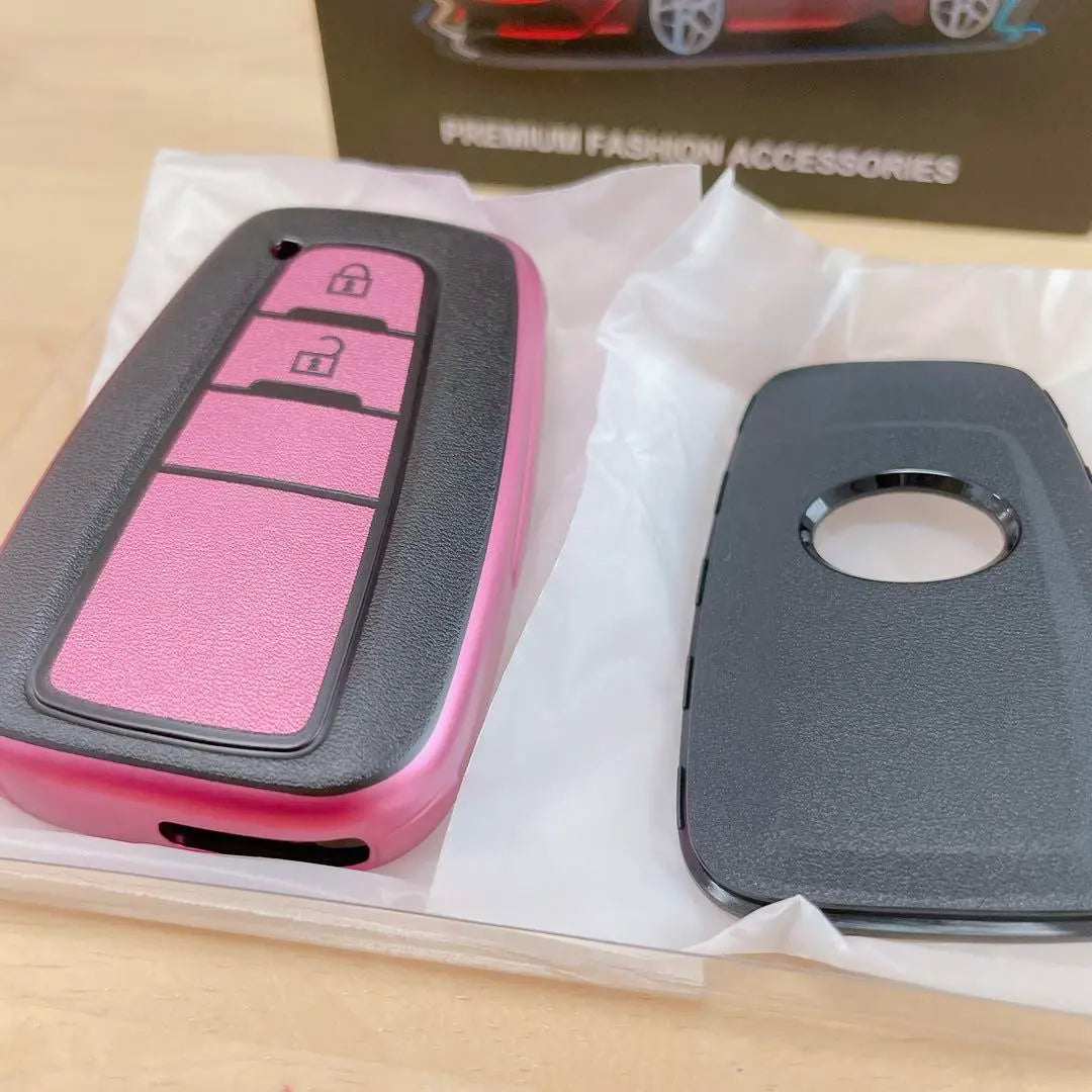 Unused pink black Toyota key case key chain key cover