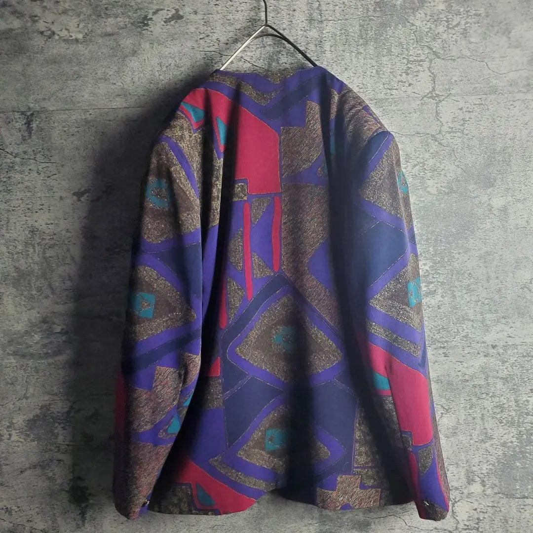 [Vintage] Old clothes Colorless Total pattern Scarf Purple Black Red Retro | 【ヴィンテージ】古着 ジャケット カラーレス 総柄 スカーフ 紫 黒 赤 レトロ