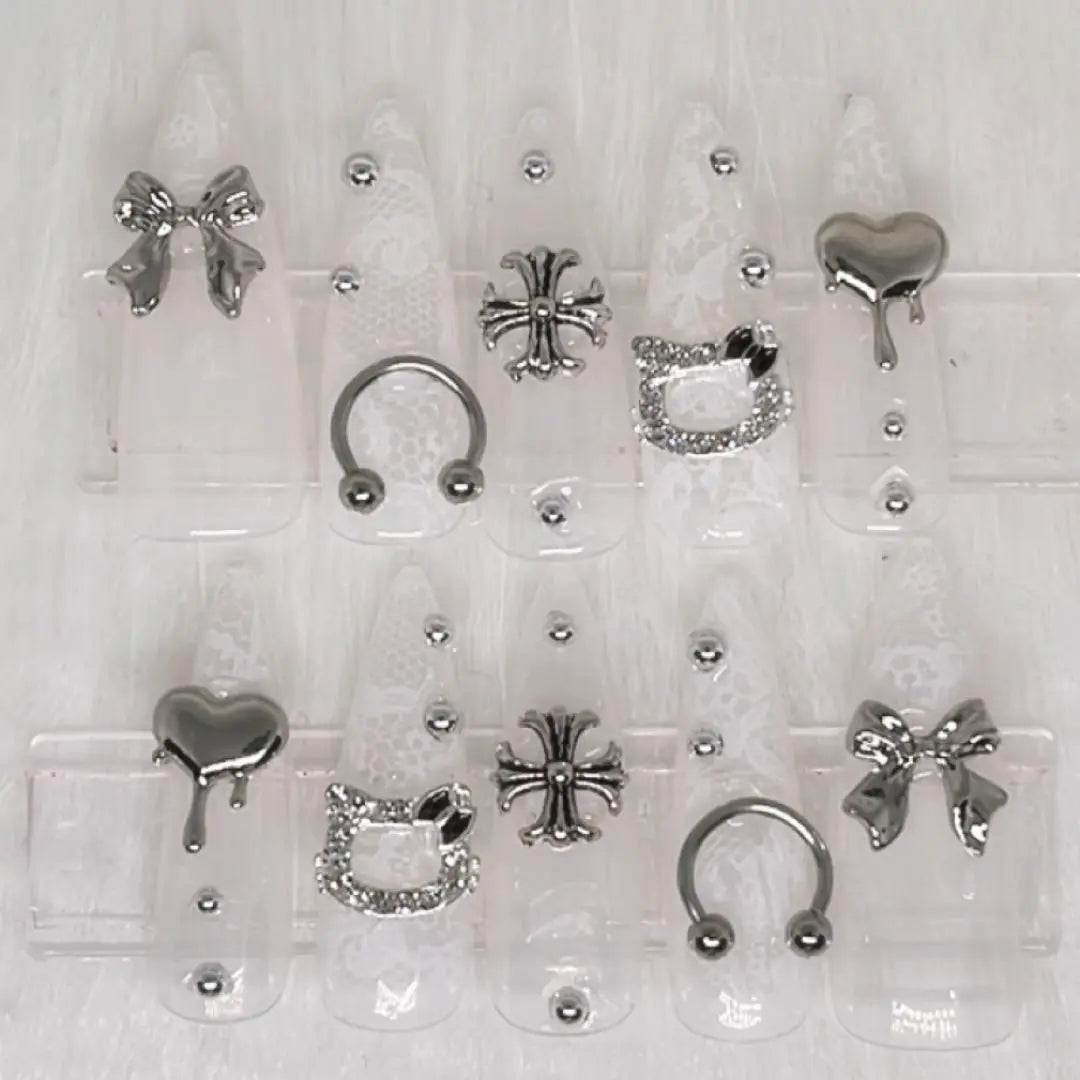 Nail Tip Heart Chrome Hearts Vivienne Ribbon Earrings