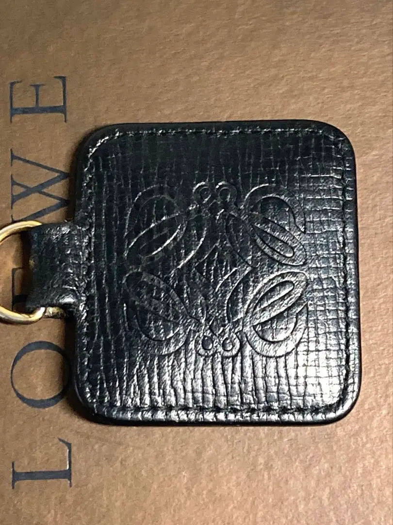 Loewe Anagram Leather Keychain Keyring Charm Black