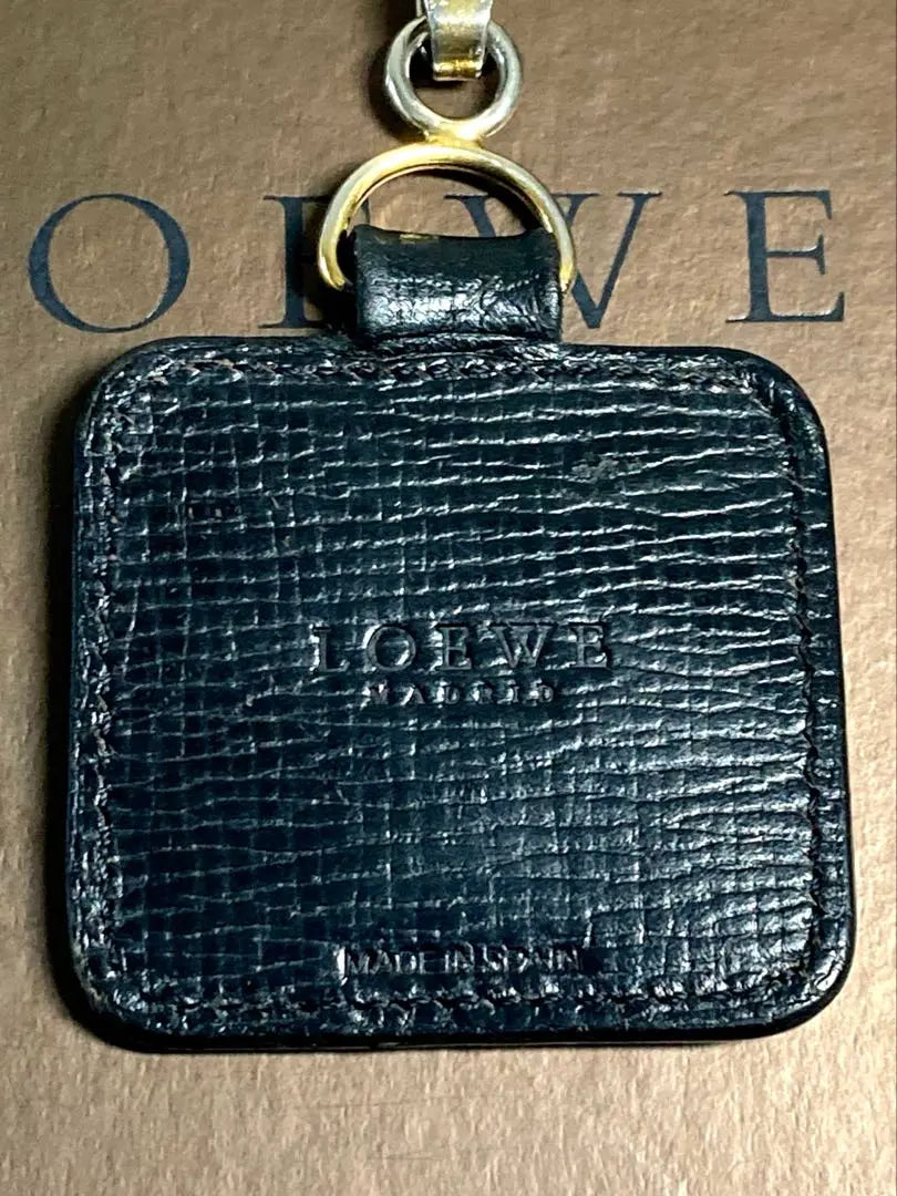 Loewe Anagram Leather Keychain Keyring Charm Black