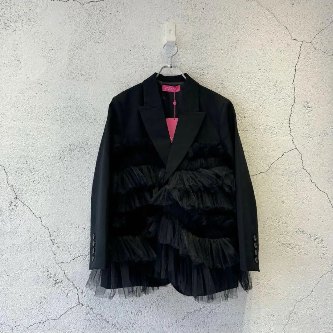 VIVIANO 24AW Gathered Tulle Blazer Jacket