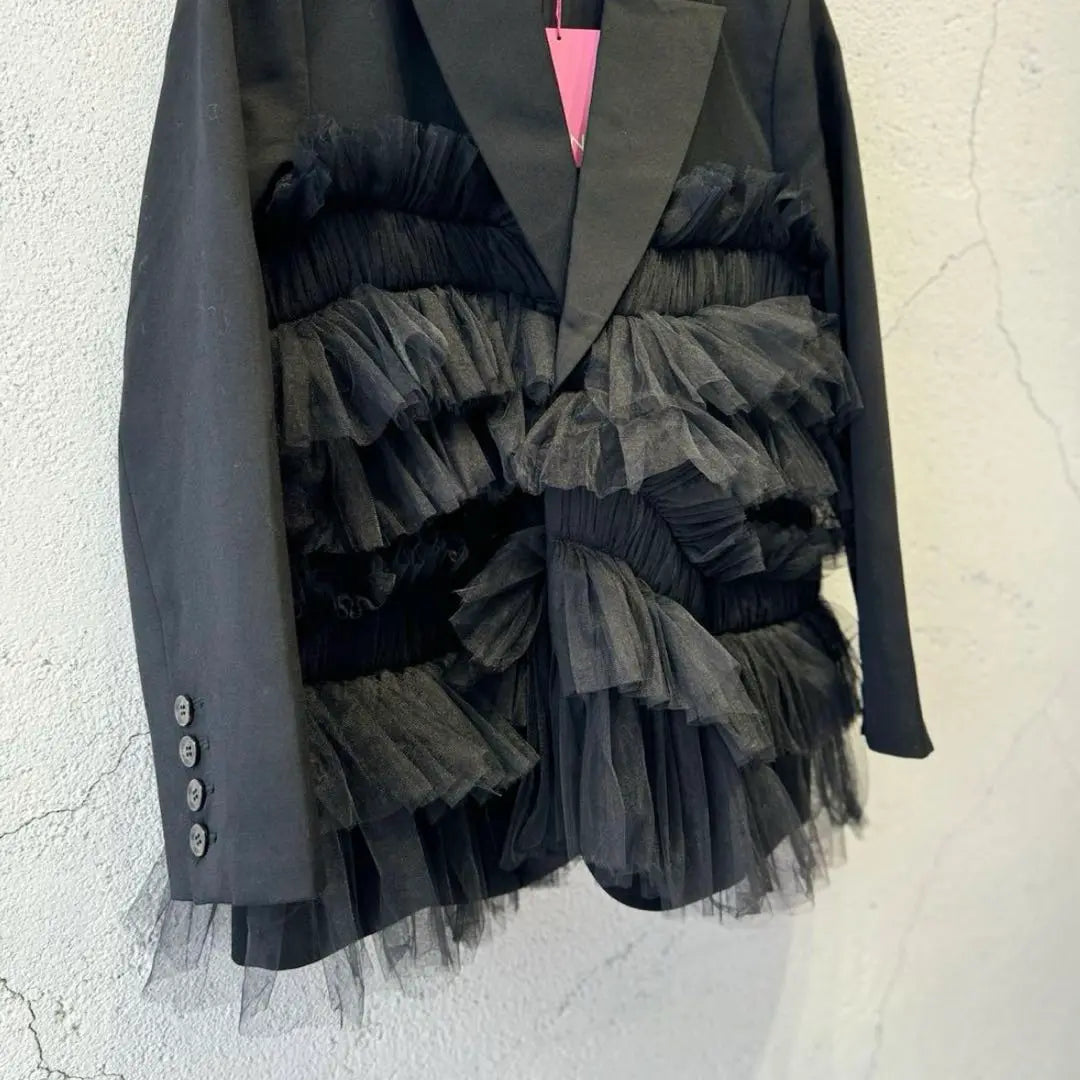 VIVIANO 24AW Gathered Tulle Blazer Jacket