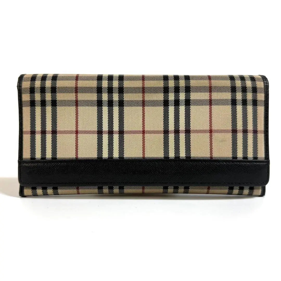 BURBERRY Canvas Leather Wallet Long Wallet Nova Check Silver Hardware