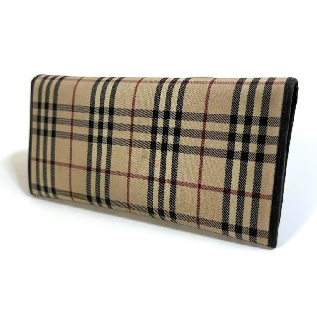 BURBERRY Canvas Leather Wallet Long Wallet Nova Check Silver Hardware