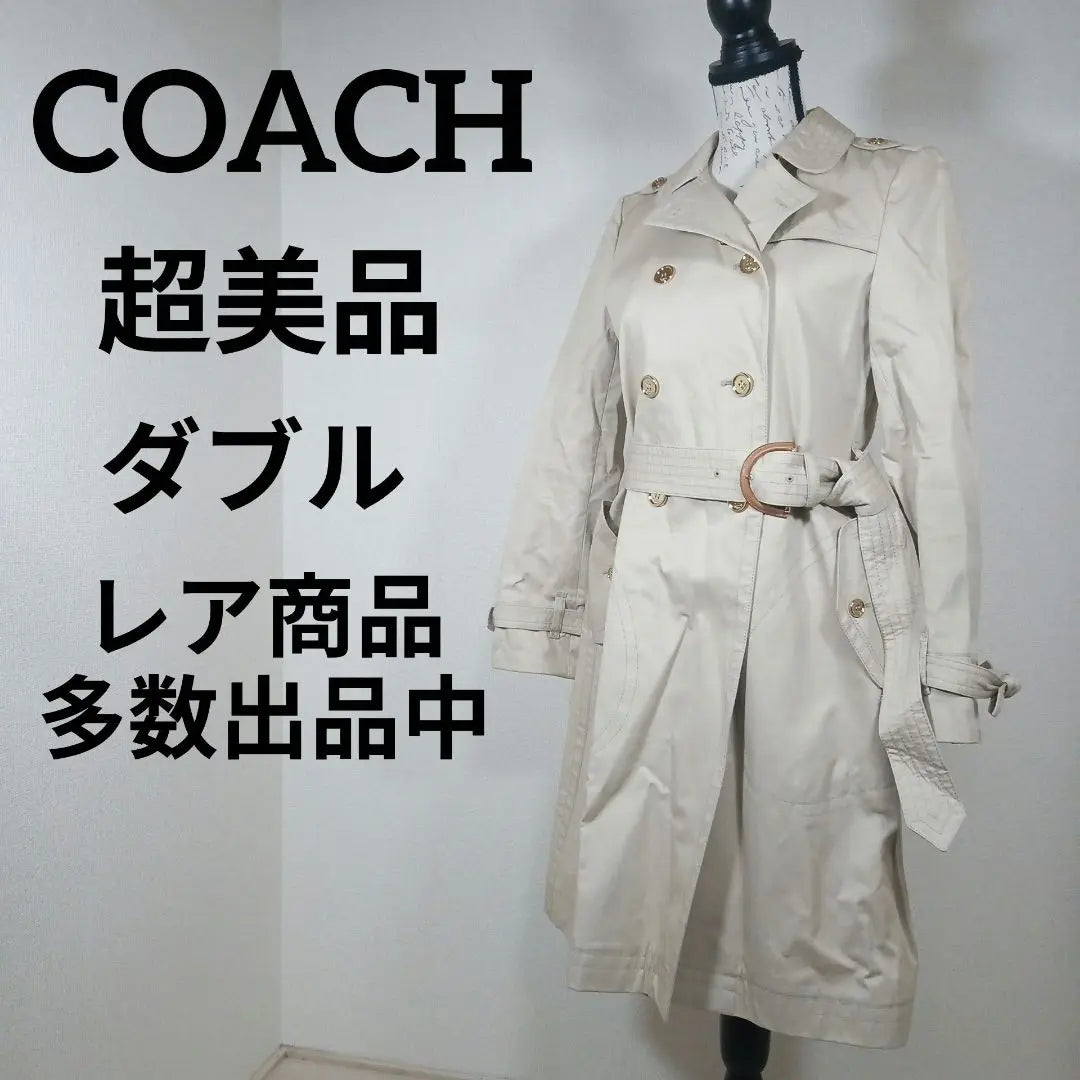 4-56 Super beautiful condition Coach Trench Coat 2 Double Check Gold Button | 4-56超美品　コーチ　トレンチコート　2　ダブル　チェック　ゴールドボタン