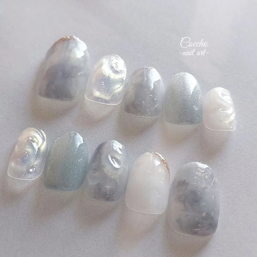 No.239 Fluffy nuance of adult blue / Nail tip Gel nail