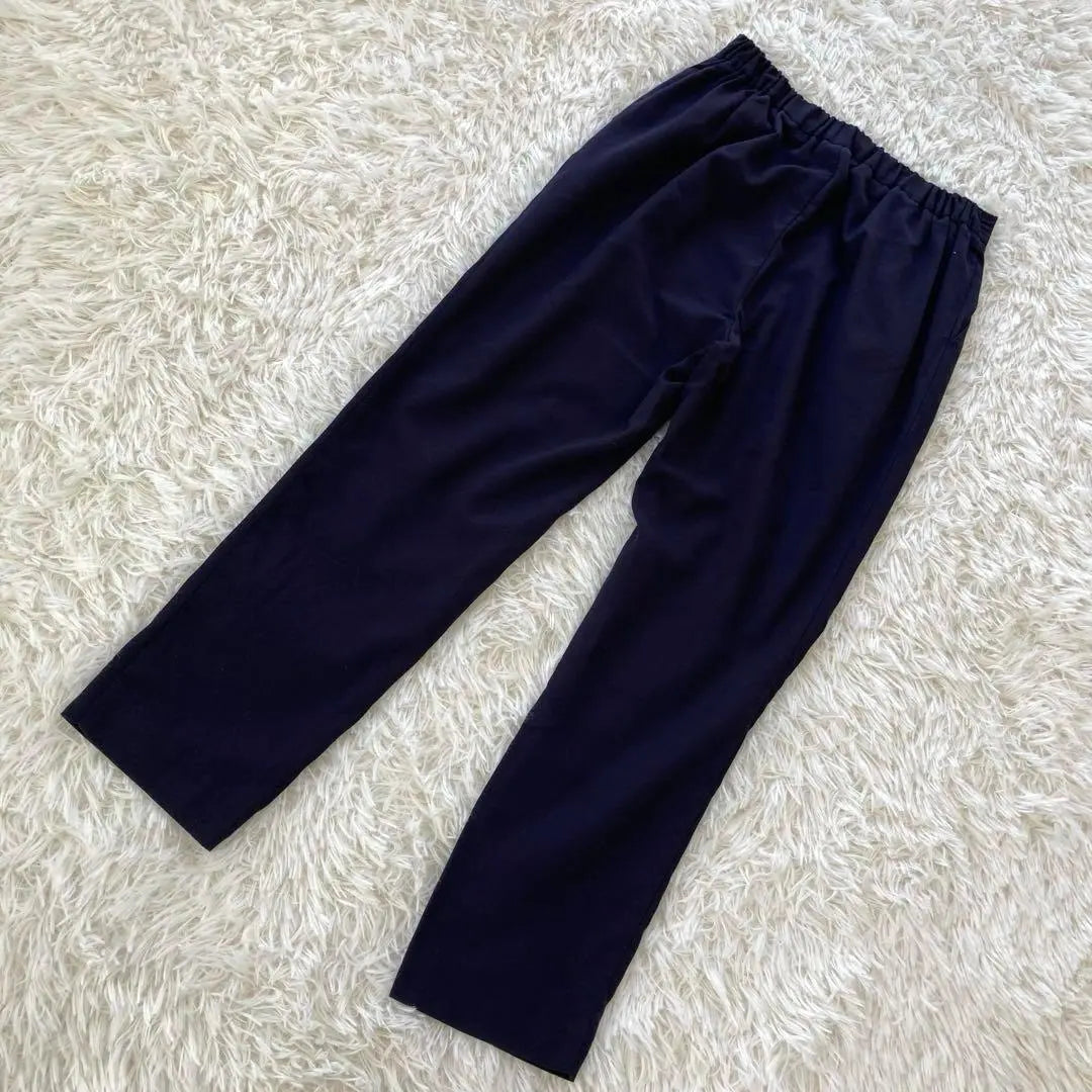 [Samantha Moss] Pantalones ajustados con dos pliegues, pantalones de vestir, talla M, azul marino, finos, sencillos