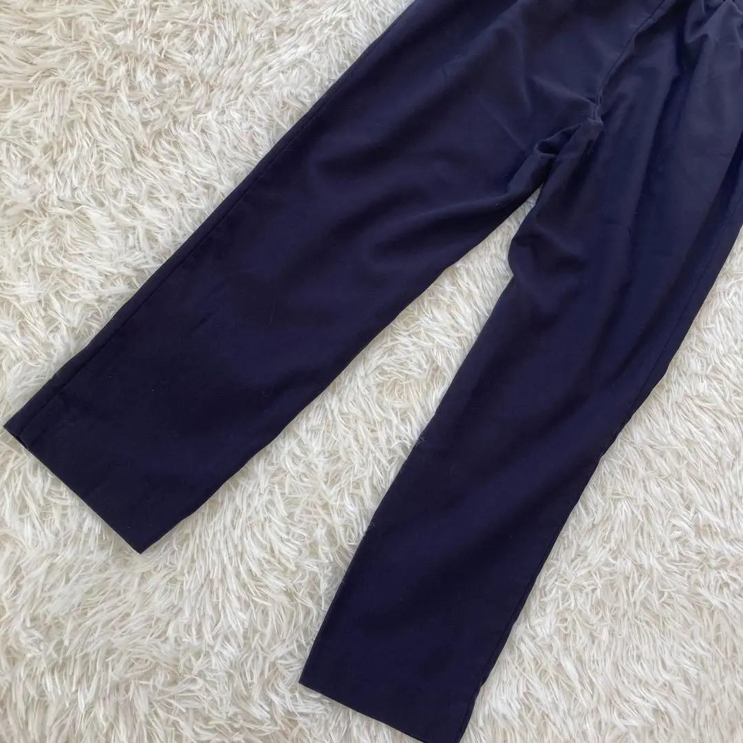 [Samantha Moss] Pantalones ajustados con dos pliegues, pantalones de vestir, talla M, azul marino, finos, sencillos