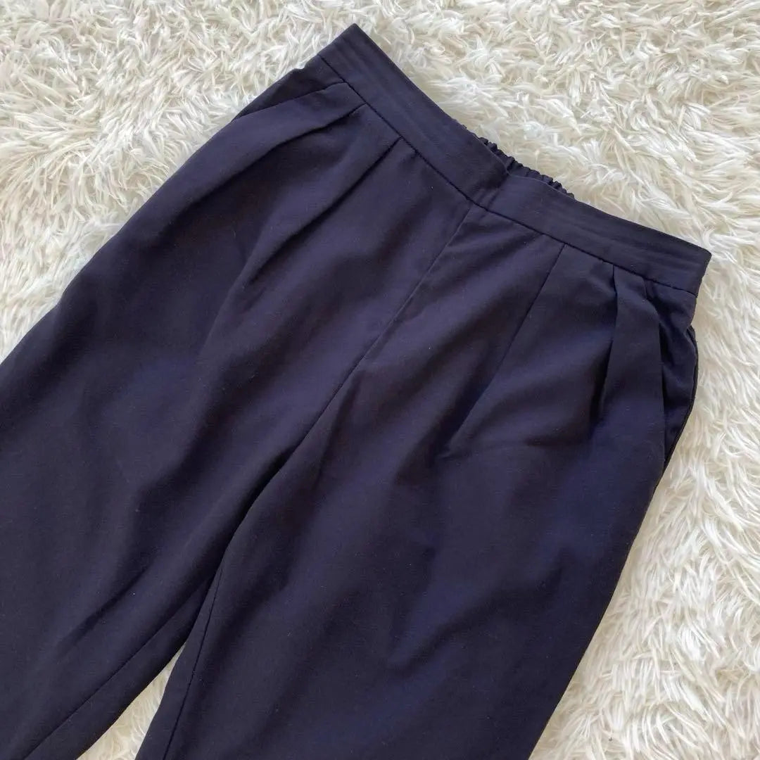 [Samantha Moss] Two-tuck tapered pants, slacks, M, navy, thin, simple