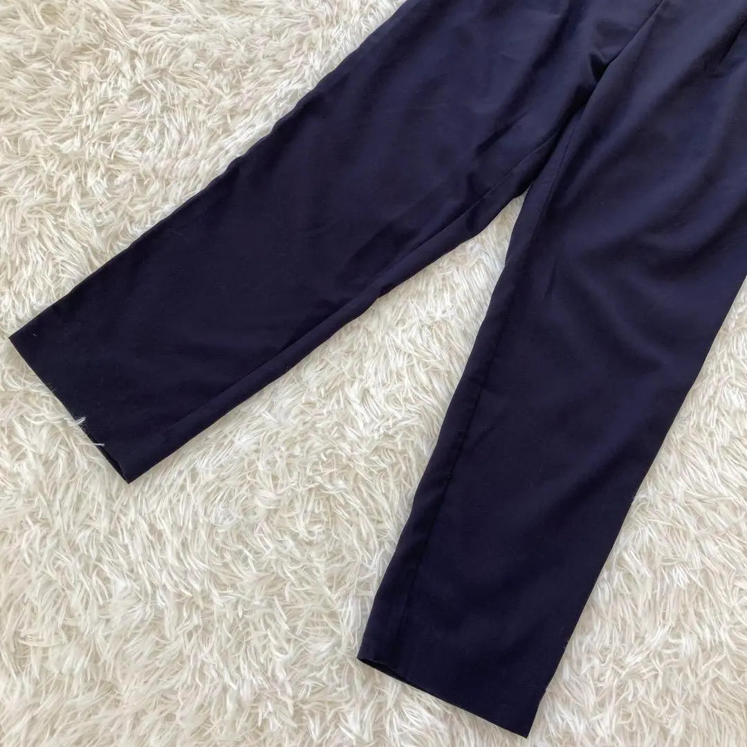 [Samantha Moss] Pantalones ajustados con dos pliegues, pantalones de vestir, talla M, azul marino, finos, sencillos