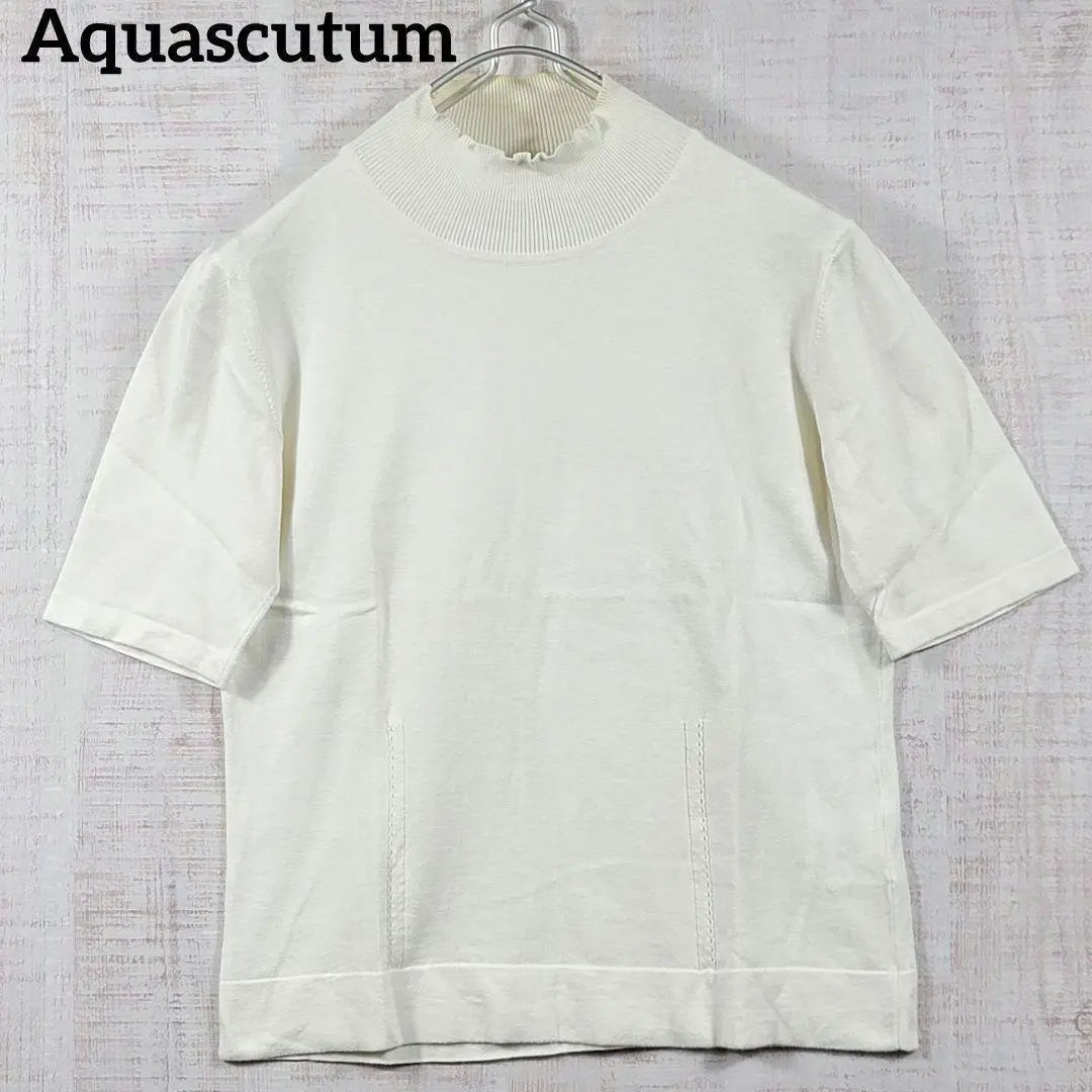 Aquascutum [S] Jersey de algodón de manga corta, cuello suave, suave renombre