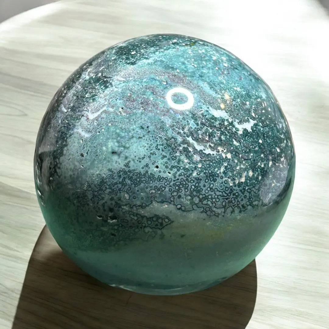 [Nuevo] Ocean Jasper con un patrón bien equilibrado de olas marinas de color azul claro y pastizales verdes | [新品] 海の波の水色、草原の緑 がバランスがよい模様のオーシャンジャスパー